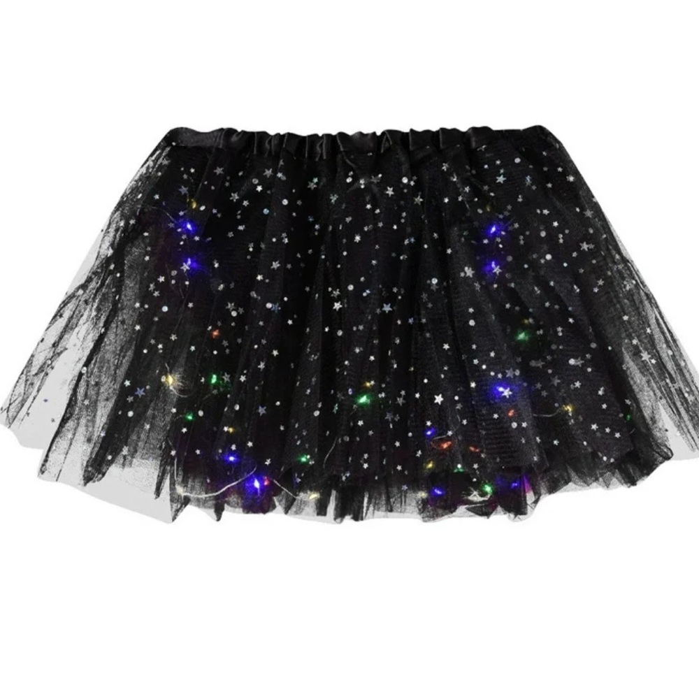 Tulle Light-up Skirt Black Girls Size 7-8 NEW